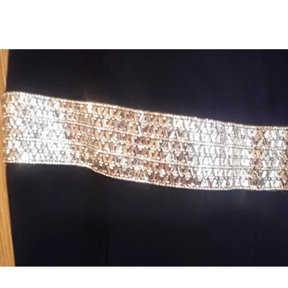 Elegant Navy One-Shoulder Pant Jumpsuit with Silver Accent - Picture 7 of 7